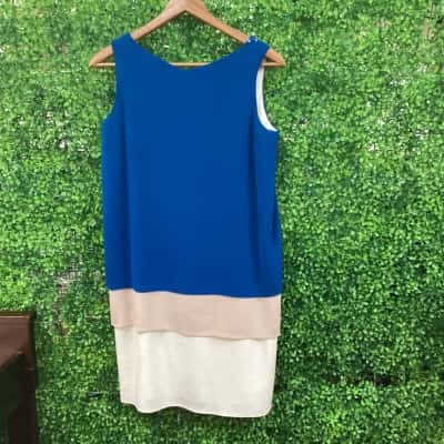Calvin Klein Womens   Sleeveless Blue / nude  / cream dress