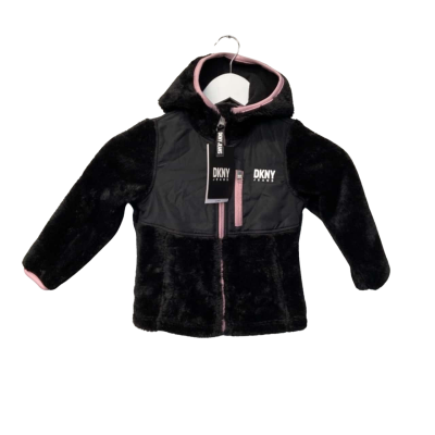  DKNY Jeans Kids Hooded Jacket Size 4 Black  