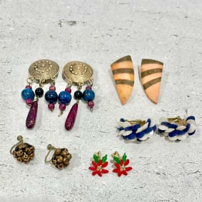 Vintage Clip /Screw  on Earrings x 5 pairs 