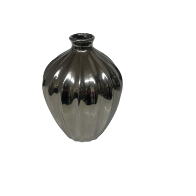 Vase Silver Layered Chisel Oval - VINTAGE