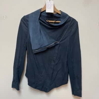  Mubarak Womens  Size 12 Leather Jacket Blue 