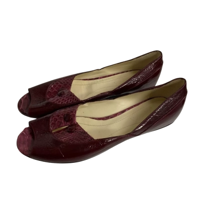 Saba Womens  Size 36 Tone Gunn x Saba Peep Toe Wedge Flats Burgundy