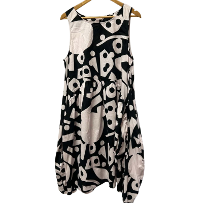 Gorman Womens Size 14 Midi Dress Black / White 