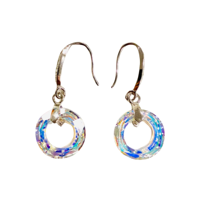 Circle Silver / Iridescent Earrings