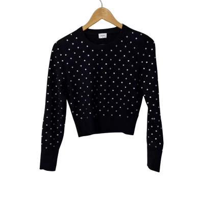 Sheike  Size S Cropped Long Sleeve Top Black  mwith Diamantés 