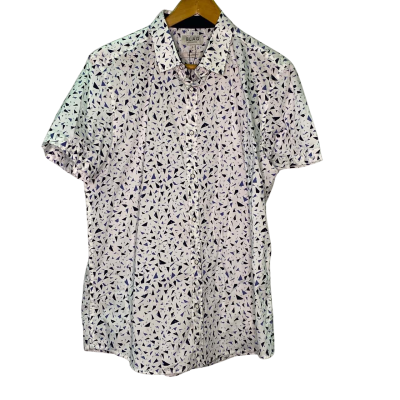 Blaq Mens  Size L Short Sleeve Shirt Blue / Navy Blue / Pattern / White 