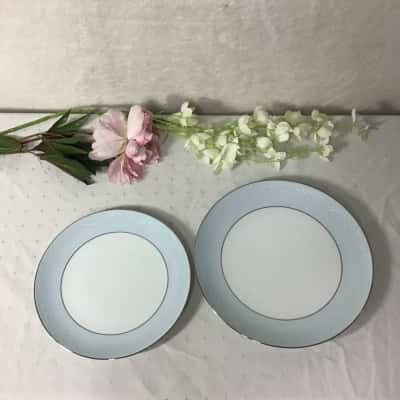 Vintage Noritake China "Laureate" Blue Pattern Side Plate & Dinner Plate