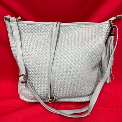  Women’s Cadelle Leather Elli Woven Tote Bag Light Blue 