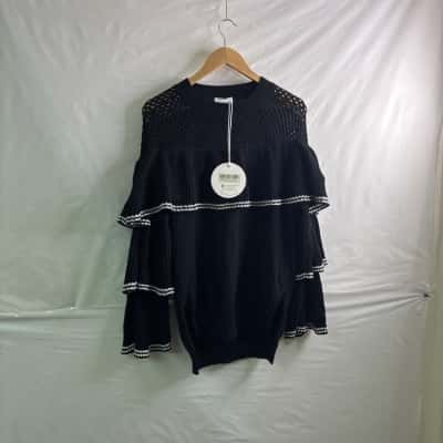 RUNAWAY Womens Size S Cardigan Black / White BNWT 