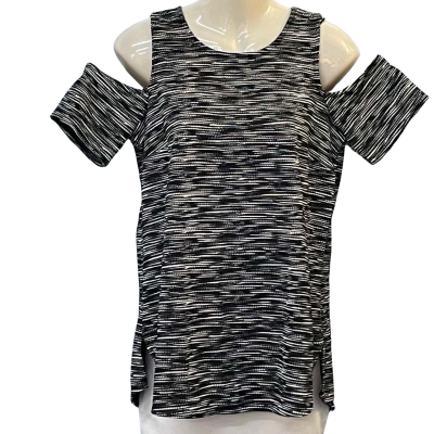 Witchery Womens Size S Short Sleeve Top Black/Striped/White