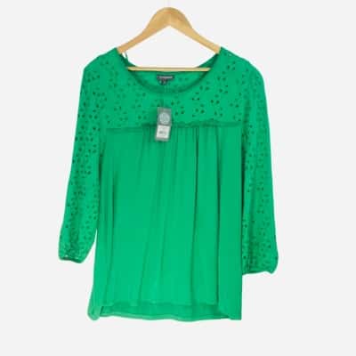 Autograph - Bright Green 3/4 Sleeve Cutout Top (Size S)
