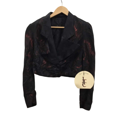 Hand painted silk Womens  Size 12 Bolero Black  / Red 