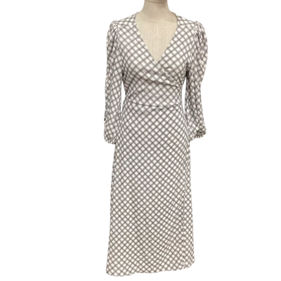 NEW - Decjuba  Size 8 Midi Wrap Dress Black  / Checked / White 