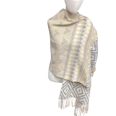 Very Soft  Womens  Size One Size Scarf /Shawl Beige / Grey / Pattern 