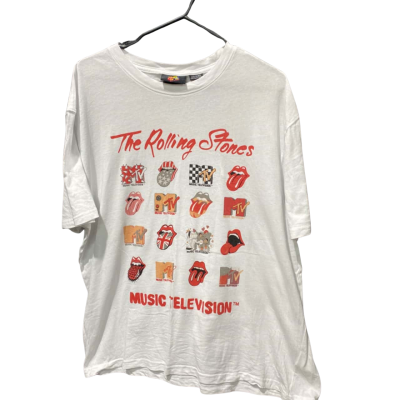 Mens M TV Music Television Tee The Rilling Stones White/ Red Print