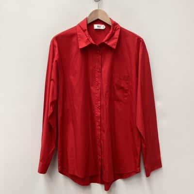 Calli 100% Cotton Long Sleeve Shirt Red - Size 12