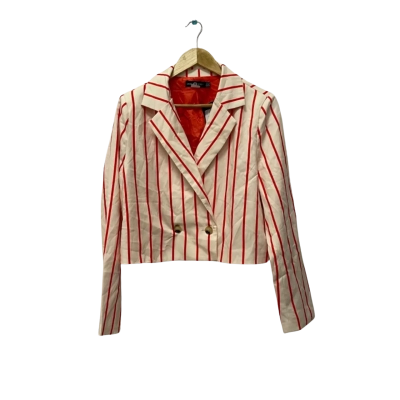 Daisy Street Womens  Size 14 Blazer Cream / Orange / Pinstriped 