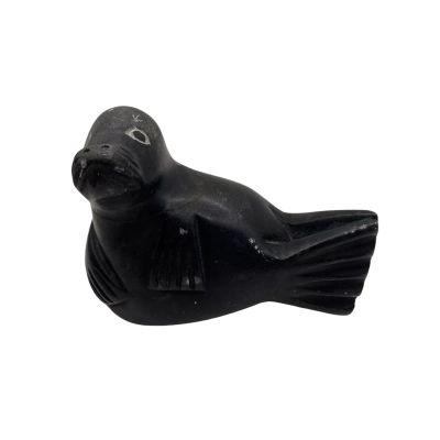 Hand carved Inuit soap stone seal 