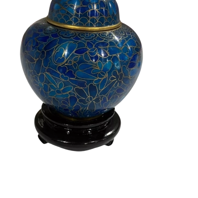 Vintage Chinese CLOISONNE Ginger Jar with Base