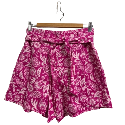 Witchery, Womens, Size 6, magenta tie-back shorts with white floral patterns