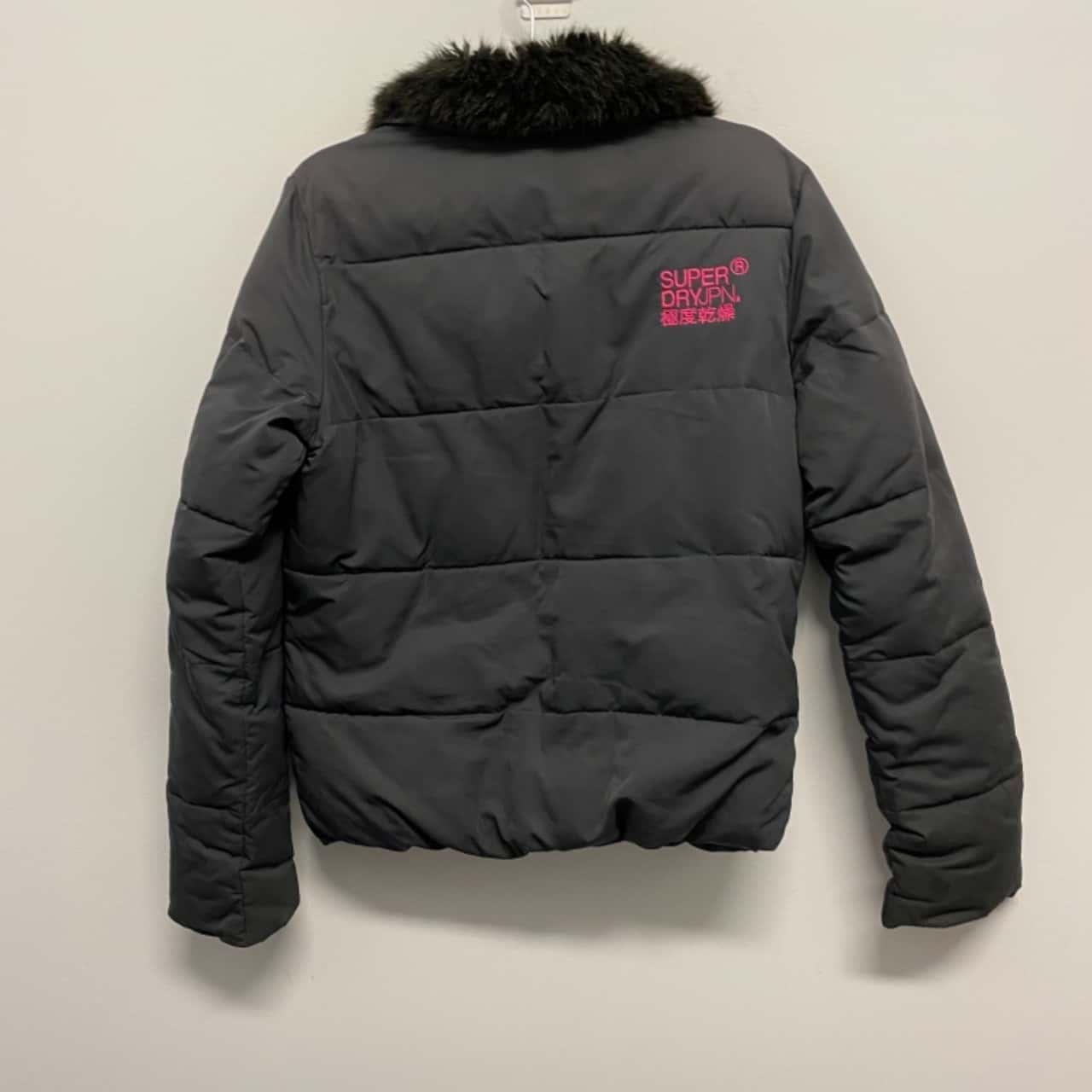 Superdry Womens Size S Puffer Jacket Black / Grey (s)