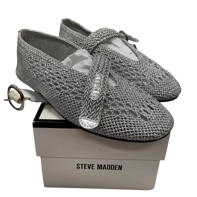 Ladies size 7 (37.5) shoes - Steve Madden ballet flats (new in box) - woven metallic silver knit 