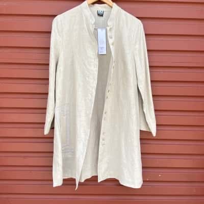  Kathleen Berney Womens Size S Beige Linen Jacket