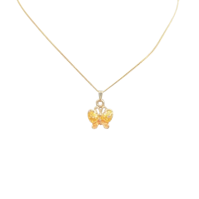  Womens Stirling silver 23cm drop Necklace with enamelled butterfly.