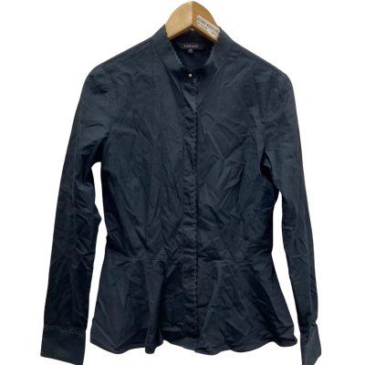 Farage Womens  Size 10 PEPLUM Button Up / Long Sleeve Top Black  