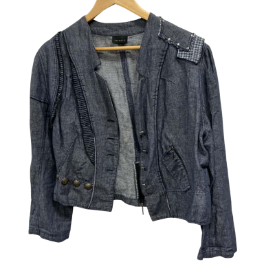 Animale blue linen denim jacket, Size 12