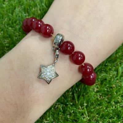 Womens Thomas Sabo Red Beaded Bracelet with 925 Silver Star Charm