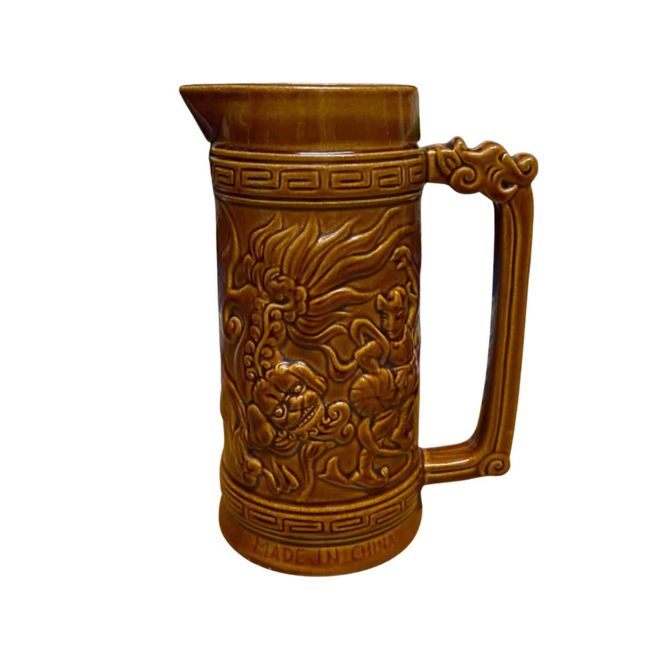 Glazed Brown Ceramic Pitcher/Jug