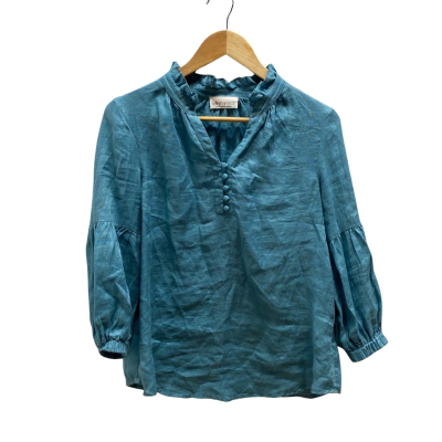 Fella Hamilton Womens  Size S Teal Linen Top