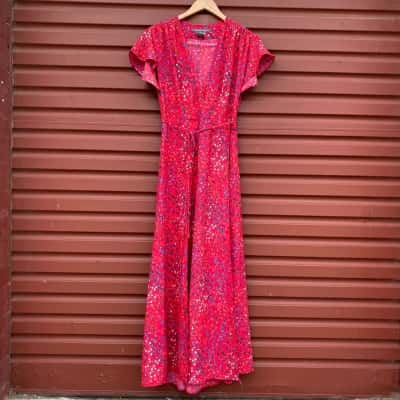 French Connection Womens Size 6 Red/Multicoloured/Floral Short Sleeve Dress  