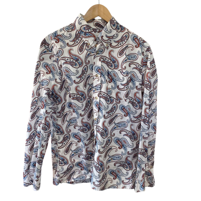 Ben Sherman Mens Long Sleeve Shirt Blue / Cream / Pattern / Red 