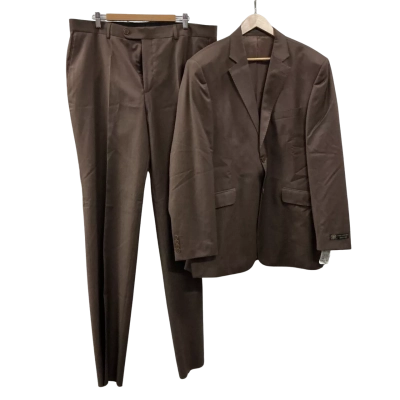 Aristotes Mens Size 56 Suit Jacket and Pants Brown 