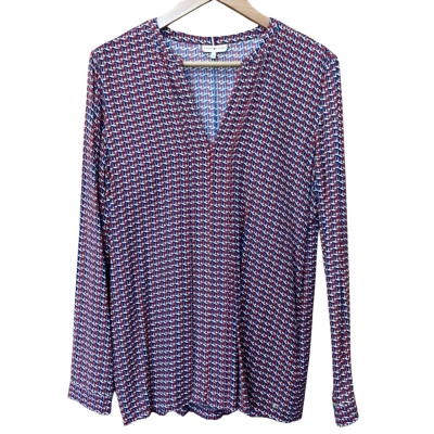 Tommy Hilfiger Red/Blue "TH" Monogram Blouse Size 10