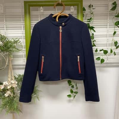 Tommy Hilfiger Womens  Size 8 Cropped Jacket Navy Blue / Red 