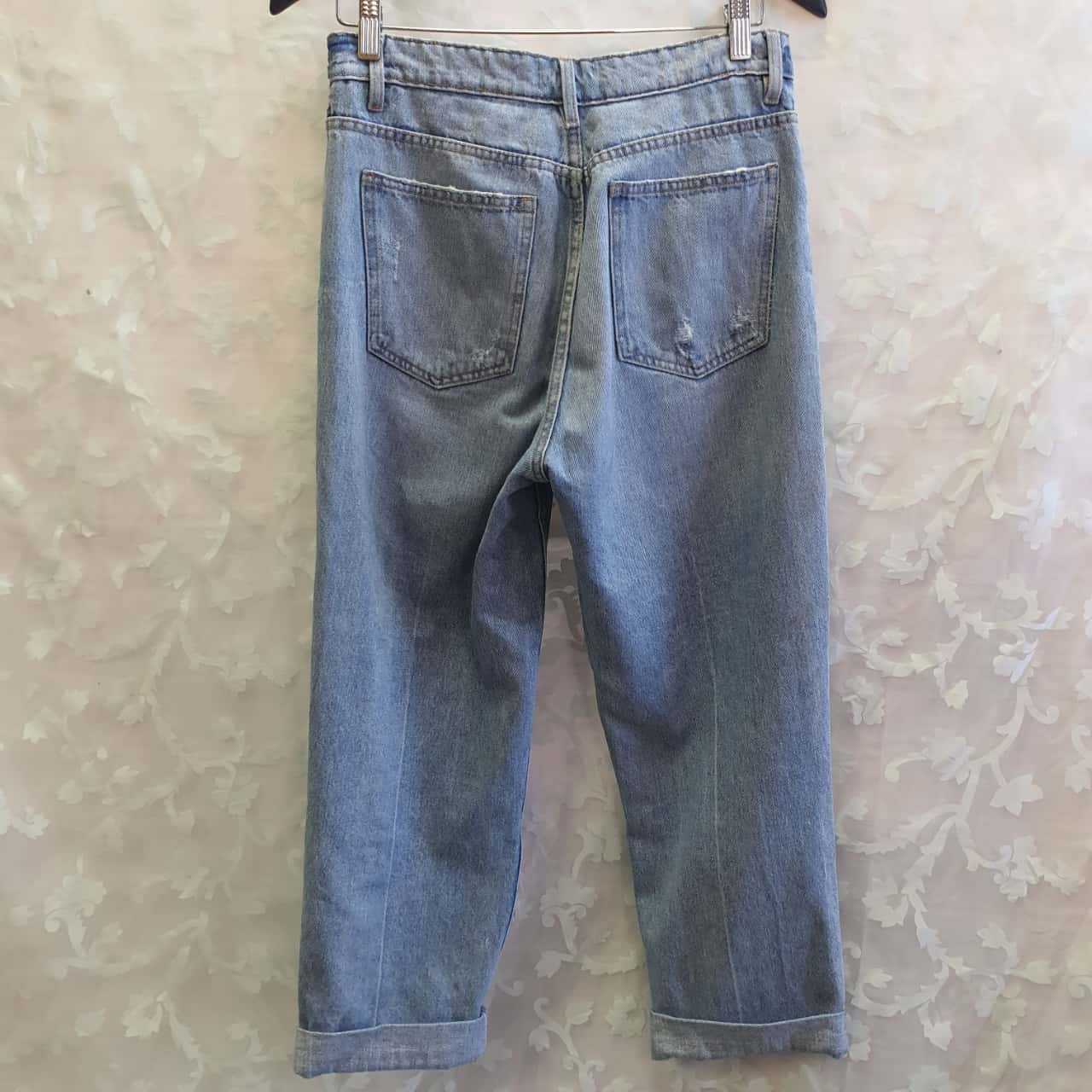 Zara Womens Size 38 Distressed Jeans Blue