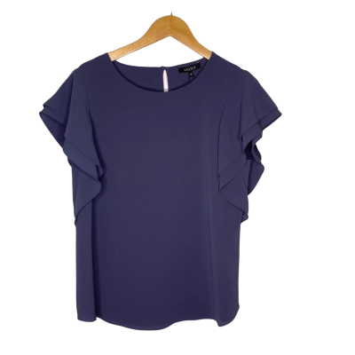 Basque Womens  Size 10 Short Sleeve Top Blue 