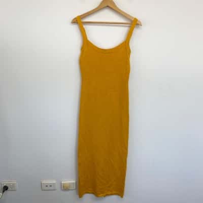 Sabo Skirt Yellow Knit Sleeveless Midi Dress  Size L