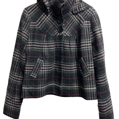 Forever New Womens  Size 12 Hooded / Winter Coat, Black  / Checked