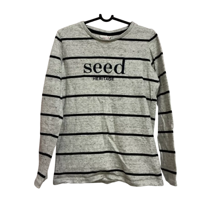 Seed Heritage Kids  Size 7 Top  Grey / Navy Blue / Striped 