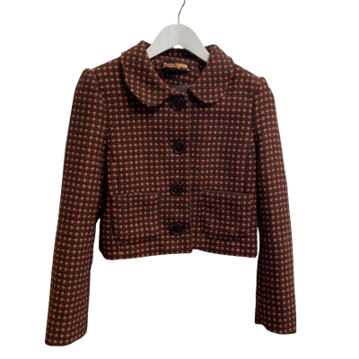 Princess Highway Womens  Size 10 Cropped Jacket Brown / Pattern / Pink  