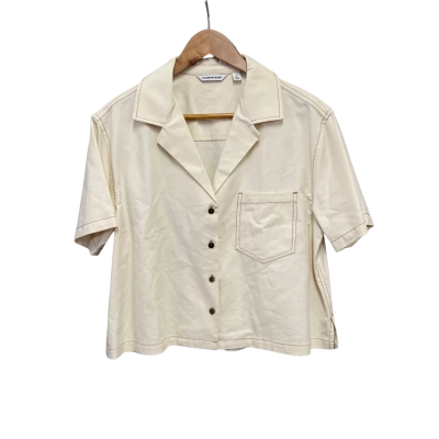 Country Road Womens  Size 10 Short Sleeve Shirt Cream 