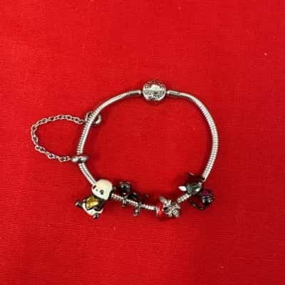 Women's Gnoce Stainless Steel Charm Bracelet including 4 Charms