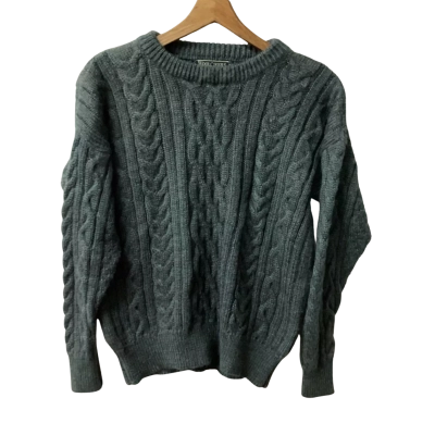  Woolovers Aran Mens  Size M Jumper Green  J