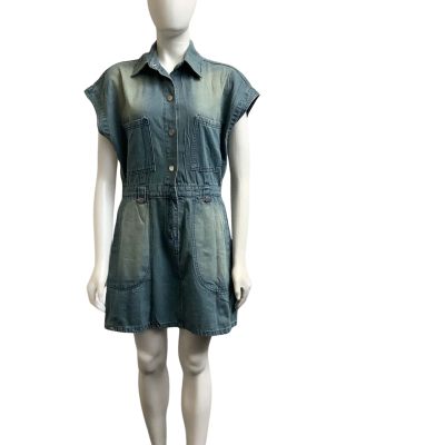 Brand New Yutong Womens  Size XL (Youth) Shirt Collar Denim Dress Blue