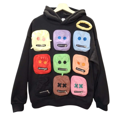 VOVOH  Size M Black and Multicoloured Quirky Hoodie