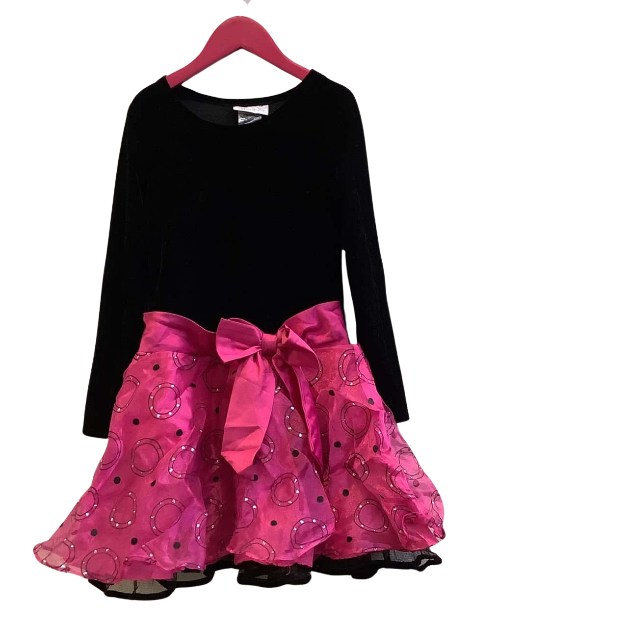 Bonnie Jean Girls size 8 yo Patterned Velvet Dress Black/Pink(s)